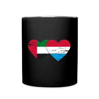 Vereinigte Arabische Emirate Luxemburg Flagge Herz - Tasse einfarbig - Schwarz - Vorne