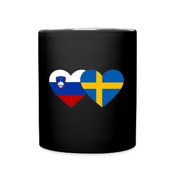 Slowenien Schweden Flagge Herz - Tasse einfarbig - Schwarz - Vorne