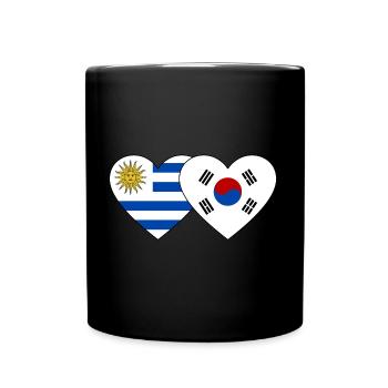 Uruguay Südkorea Flagge Herz - Tasse einfarbig - Schwarz - Vorne