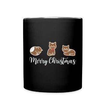 Gingerbread cats wish you a Merry Christmas - Full Colour Mug - black - Front