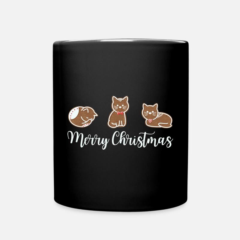 Lebkuchen Katzen wünschen frohe Weihnachten - Tasse einfarbig - Schwarz