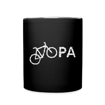 bester Opa Fahrrad Mountainbike Radeln Kritzeln - Tasse einfarbig - Schwarz - Vorne