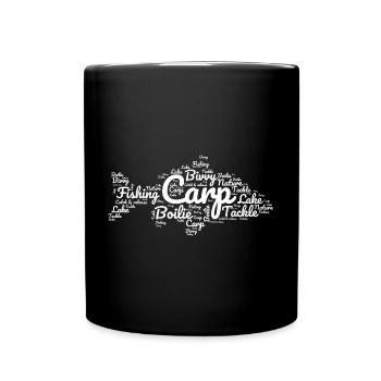 Carp Fishing - White Shape Made of Fishing Words - Full Colour Mug - black - Front