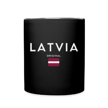 Lettische Flagge, Lettische Flagge - Tasse einfarbig - Schwarz - Vorne