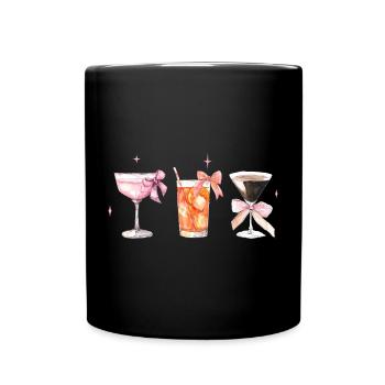 Stylish Coquette Cocktails with Bows Tea - Full Colour Mug - black - Front