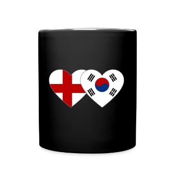 England Südkorea Flagge Herz - Tasse einfarbig - Schwarz - Vorne