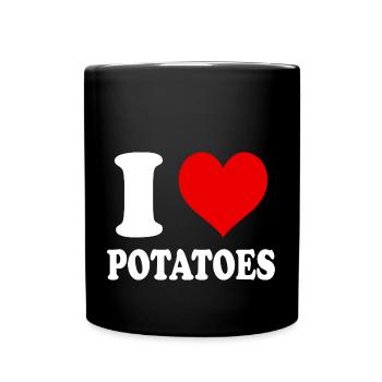 Ich liebe Kartoffeln Veganes Gemüse Essen Lustiges Herz - Tasse einfarbig - Schwarz - Vorne