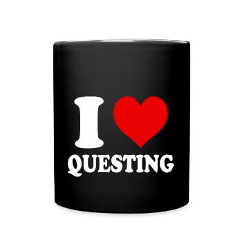 Ich liebe Questing Level Quest MMORPG Herz - Tasse einfarbig - Schwarz - Vorne