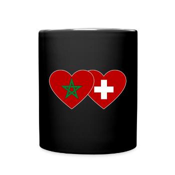 Morocco Switzerland Flag Heart - Full Colour Mug - black - Front