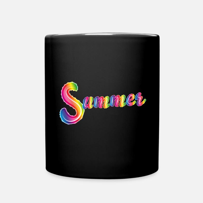Summer lettering in rainbow colours - Full Colour Mug - black