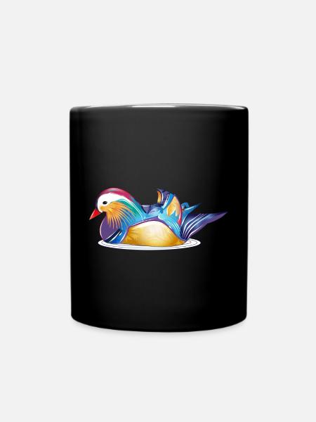 Bunte Mandarinente auf dem Wasser – bunte Eleganz - Tasse einfarbig - Schwarz