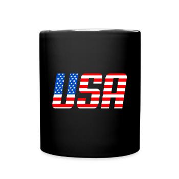 USA-Flagge der Sterne und Streifen - Tasse einfarbig - Schwarz - Vorne