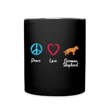 Peace Love Shepherd Dog - Full Colour Mug - black - Front
