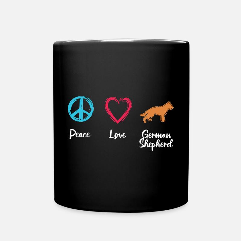 Chien de berger Peace Love - Mug uni - noir