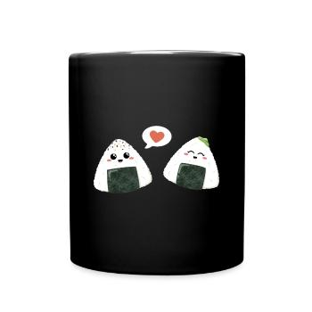 Onigiri Pärchen Liebe - Tasse einfarbig - Schwarz - Vorne