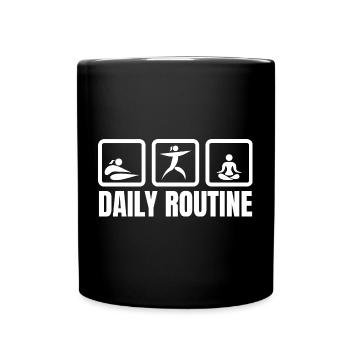 Yogaliebhaber Tagesablauf - Tasse einfarbig - Schwarz - Vorne
