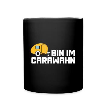 Caravan Wohnwagen Camping coole Sprüche Wahnsinn - Tasse einfarbig - Schwarz - Vorne