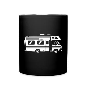Motorhome Silhouette Camper Travel - Full Colour Mug - black - Front