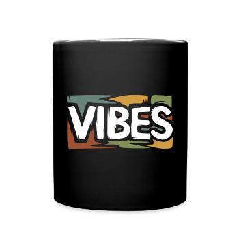 VIBES Retro Streetwear Grafikshirt - Tasse einfarbig - Schwarz - Vorne