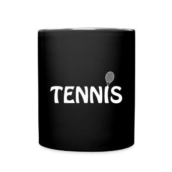 Tennisschläger-Weißtext - Tasse einfarbig - Schwarz - Vorne