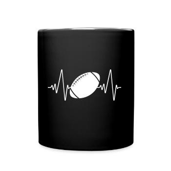 Heartbeat American Football | Herzschlag | White - Tasse einfarbig - Schwarz - Vorne