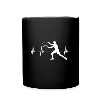 Herzschlag Tennis Tennisspieler Puls Heartbeat - Tasse einfarbig - Schwarz - Vorne