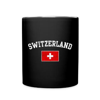 Schweizer Flaggenbogentypografie - Tasse einfarbig - Schwarz - Vorne