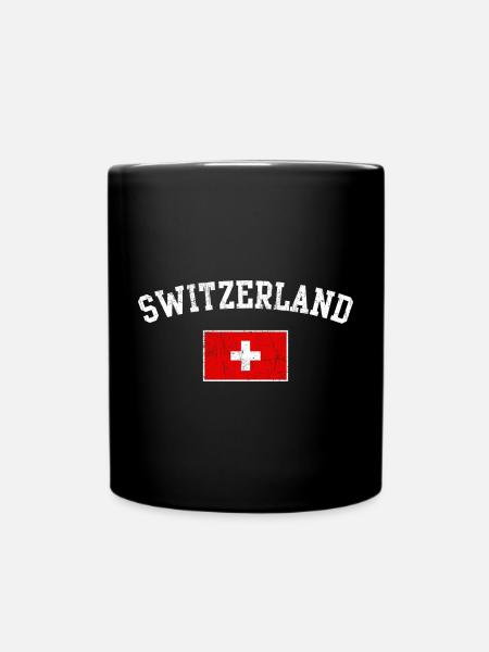 Schweizer Flaggenbogentypografie - Tasse einfarbig - Schwarz