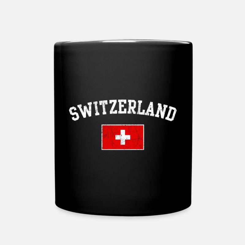 Schweizer Flaggenbogentypografie - Tasse einfarbig - Schwarz