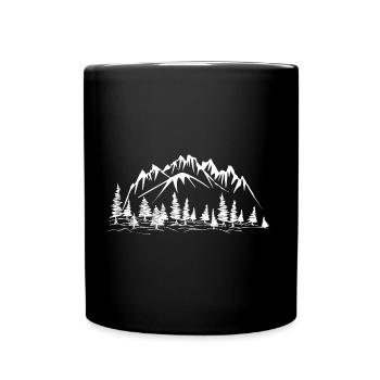 Mountain landscape with conifers - Full Colour Mug - black - Front