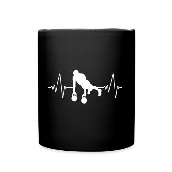 Pushups heartbeat | Heartbeat push ups - Full Colour Mug - black - Front