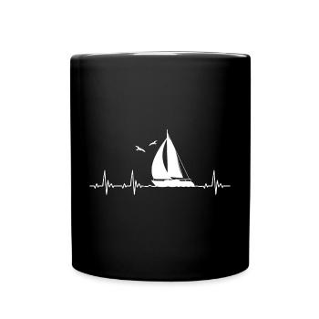 Sailboat Sailor Heartbeat for Sailing lovers - Full Colour Mug - black - Front