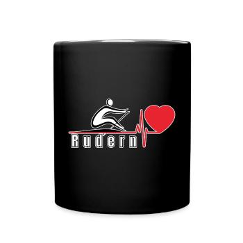 Rudern Herz Liebe - Tasse einfarbig - Schwarz - Vorne