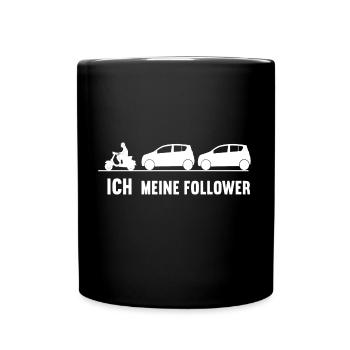ich meine follower Roller Rollerfahrer Moped - Tasse einfarbig - Schwarz - Vorne