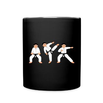 Karatekämpfer – lustiges Kampfsport-Motiv - Tasse einfarbig - Schwarz - Vorne