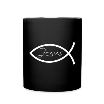 Jésus poisson blanc Ichthys poisson poisson poisson - Mug uni - noir - Devant