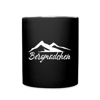Damen Bergmädchen Wandern Geschenk Wandershirt - Tasse einfarbig - Schwarz - Vorne