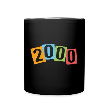 Geboren 2000 – Geburtstag mit großen bunten Zahlen - Tasse einfarbig - Schwarz - Vorne