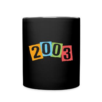 Geboren 2003 – Geburtstag mit großen bunten Zahlen - Tasse einfarbig - Schwarz - Vorne