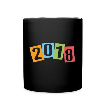 Born in 2018 – Birthday with big colorful numbers - Full Colour Mug - black - Front