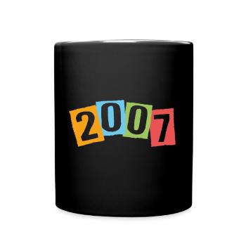 Born in 2007 – Birthday with big colorful numbers - Full Colour Mug - black - Front