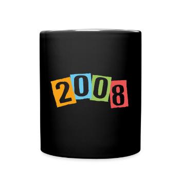 Born in 2008 – Birthday with big colorful numbers - Full Colour Mug - black - Front