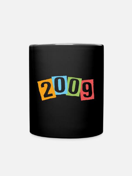 Né en 2009 – Anniversaire avec de grands numéros colorés - Mug uni - noir
