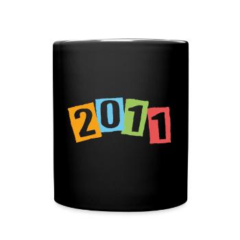 Born in 2011 – Birthday with big colorful numbers - Full Colour Mug - black - Front