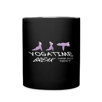 Lama Yoga Zeit - Tasse einfarbig - Schwarz - Vorne