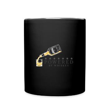Powered by Whiskey Whisky Trinkspruch - Tasse einfarbig - Schwarz - Vorne