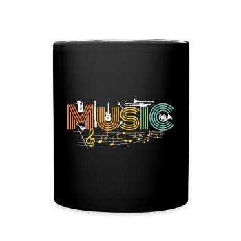 MUSIC Vibes – Colorful Notes & Instruments - Full Colour Mug - black - Front