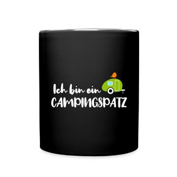 Camping Spatz Fan Camper Wohnwagen Caravan Urlaub - Tasse einfarbig - Schwarz - Vorne