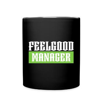 Feelgood manager green tshirt black - Full Colour Mug - black - Front