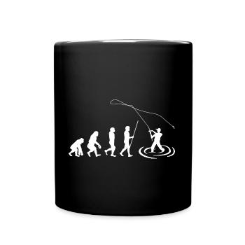 Fliegenfischen Evolution Angler Fischer Angeln - Tasse einfarbig - Schwarz - Vorne